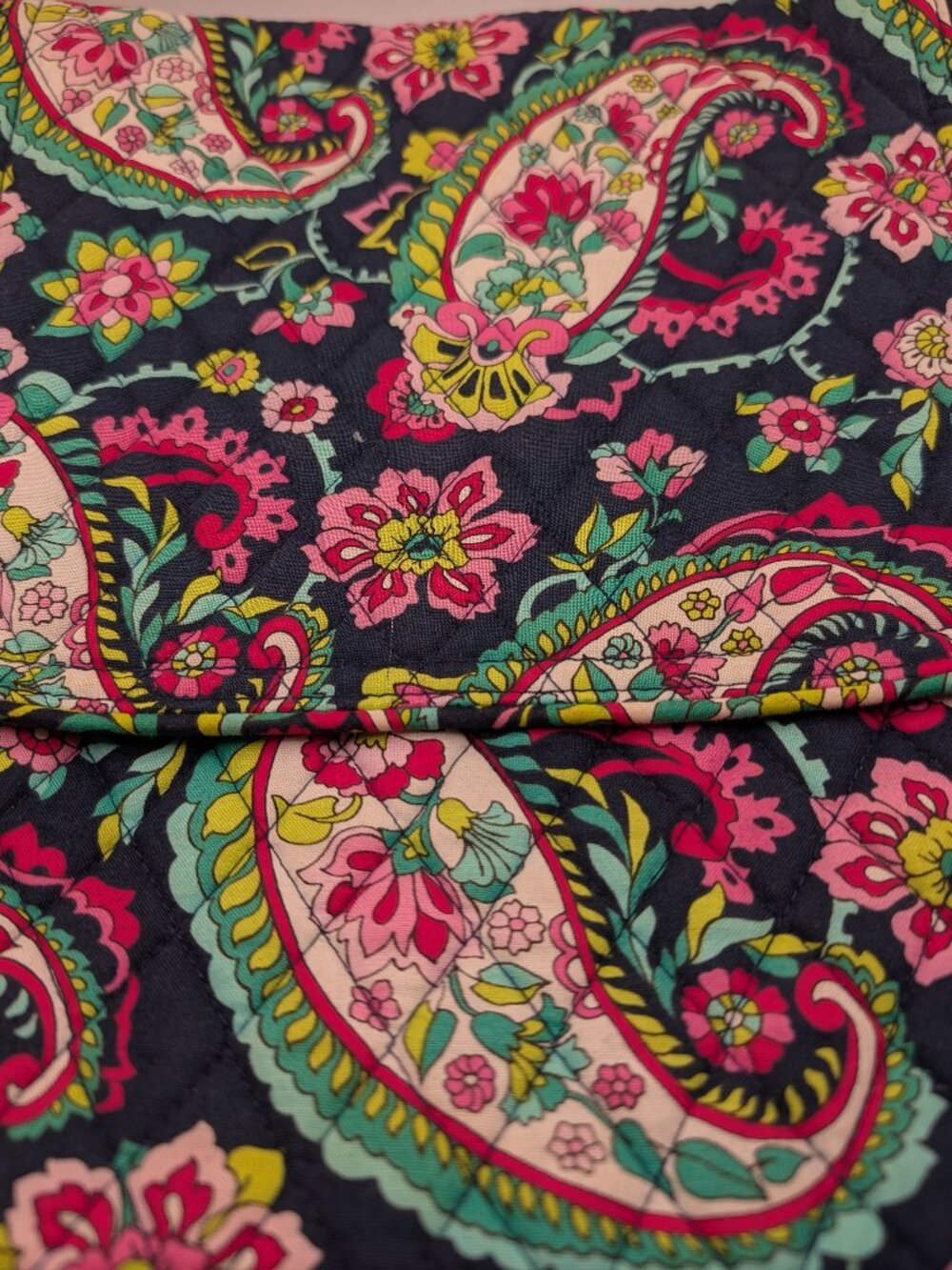 Vera Bradley Large Black and Pink Paisley Crossbody Bag